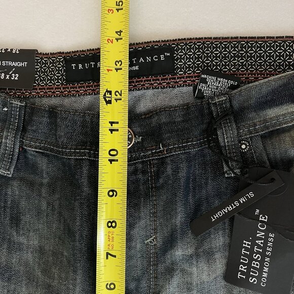 NWT Truth Substance Common Men's Ronin Blue Denim Jeans 38x32 Slim Fit Straight - Picture 10 of 12